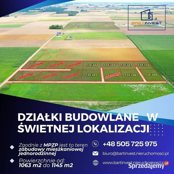 Działki budowlane z MPZP w świetnej lokalizacji Zatory sprzedam