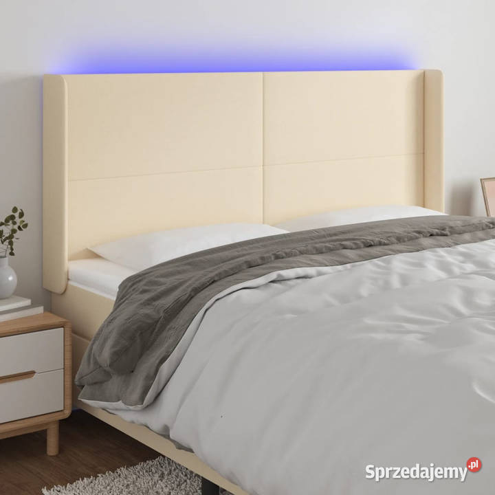 Zagłówek do łóżka z LED kremowy 163x16x118128 Warszawa