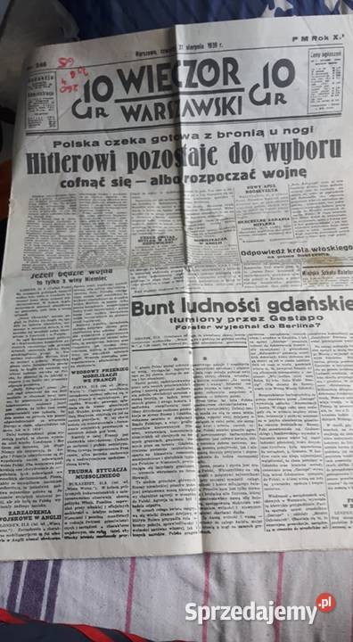 Gazeta Wieczór Warszawski 31081939 sprzedam