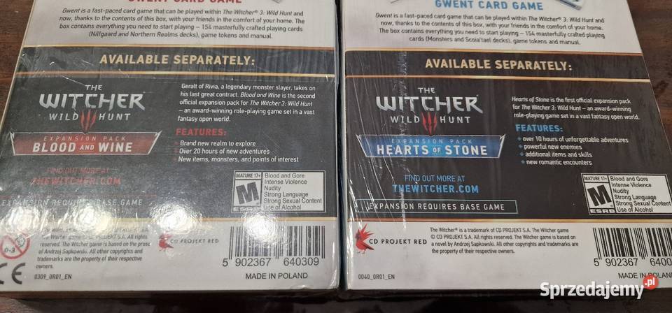 Wiedzmin witcher karty gwint nowe folia serca z Sztabin