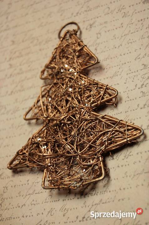 Złota choinka z gałązek i drutu pleciona Lublin sprzedam