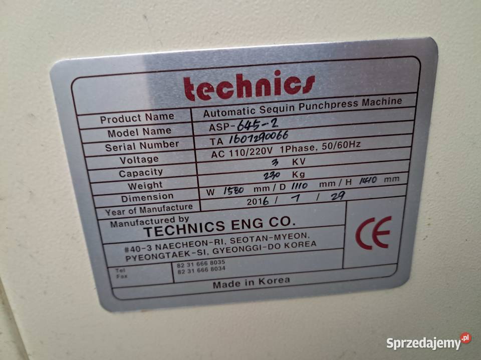 Automatyczna cekiniarka Technics ASP6452 Działdowo sprzedam