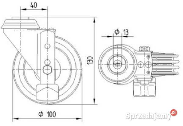 Koła skrętne z czarnymi oponami gumowymi Kamionna
