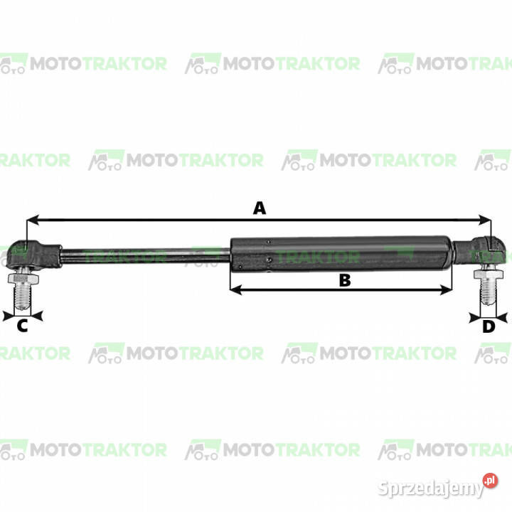 SIŁOWNIK GAZOWY DRZWI MASSEY FERGUSON 6170 6280 Massey Ferguson Części zamienne Łążynek