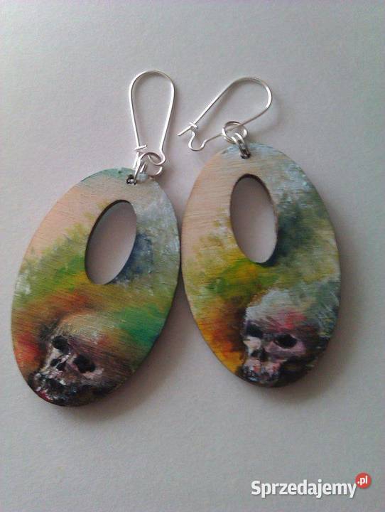 Krawat jedwab ręcznie malowanykolczyki śląskie Katowice