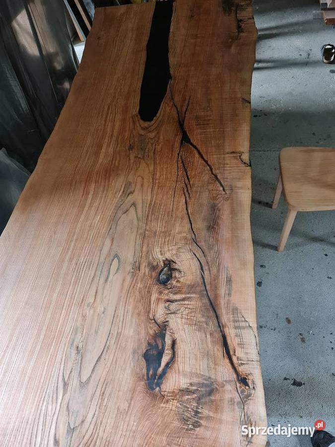 stół lite drewno monolit jesion live edge wood loft