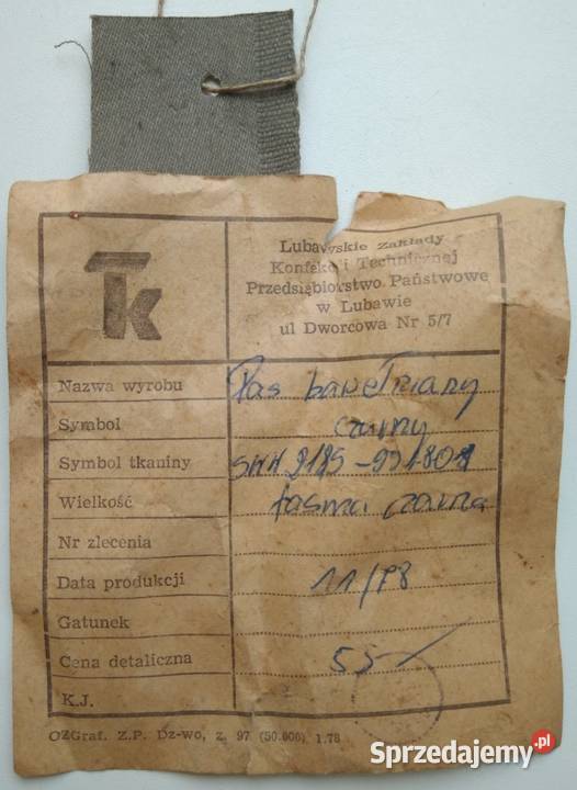 REGULOWANY PAS STRAŻACKI WOJSKOWY 1978 PRL Łódź