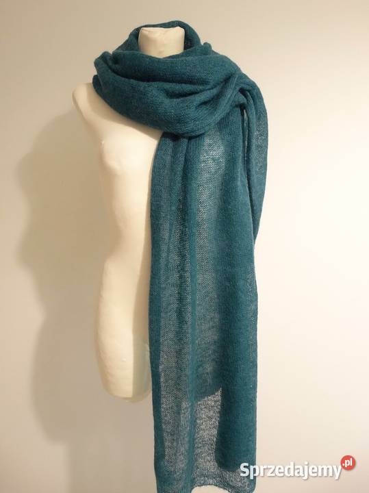 Szal Moherowy Duży Mgiełka Morski Kolor HM Łomża