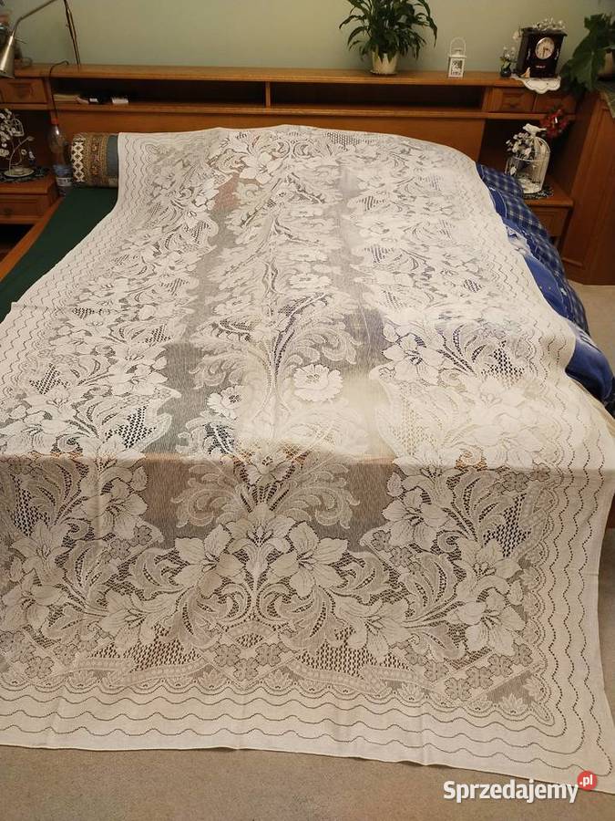 Ażurowy obrus narzuta lata ok 70te Katowice