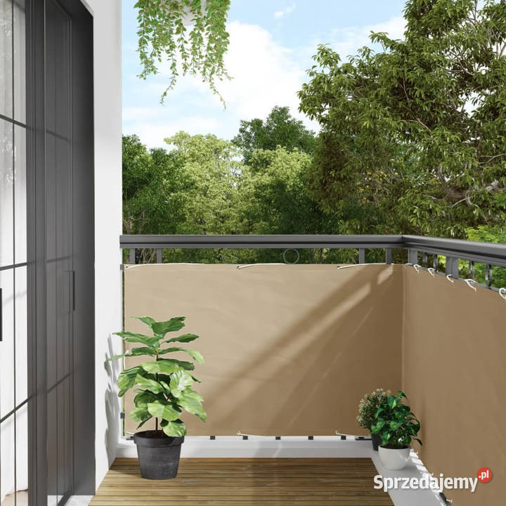 Parawan balkonowy beżowy 90x500 tkanina Oxford