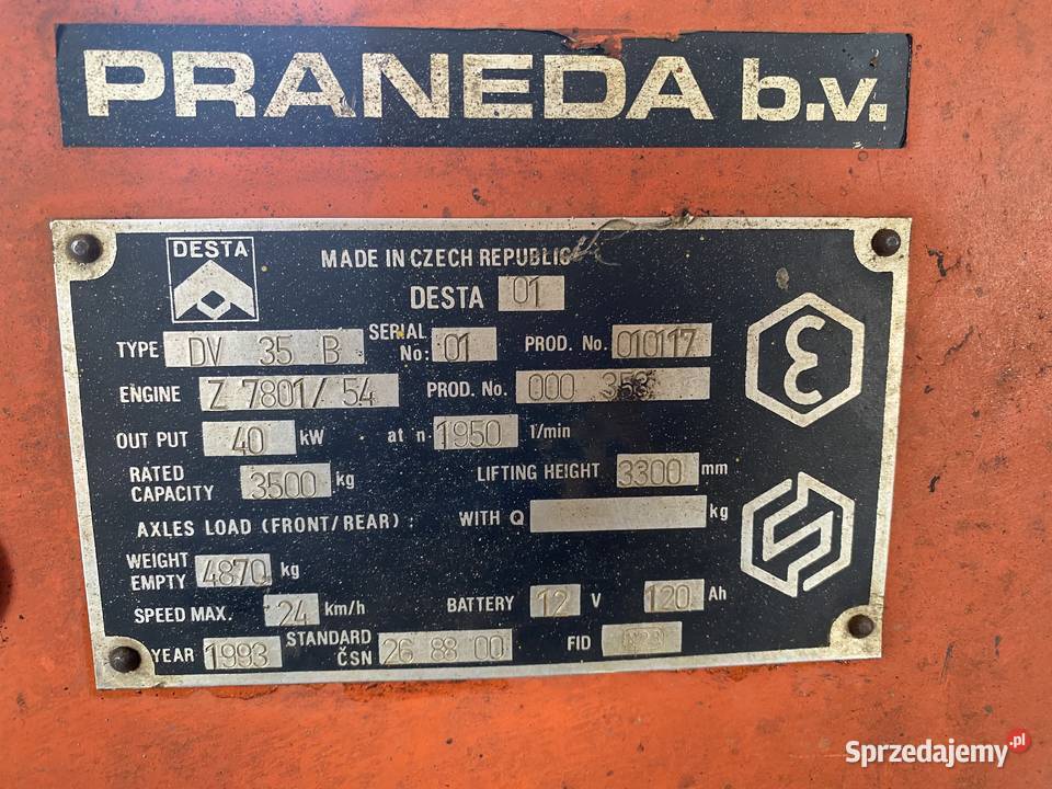 Wózek widły DESTA DV35B oryginał silnik ZETOR 93 Rogów sprzedam