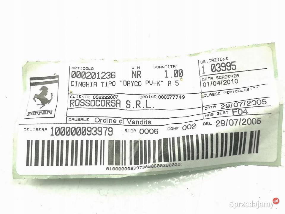 PASEK KLINOWY KOMPRESORA FERRARI 360 19992005 osobowe sprzedam
