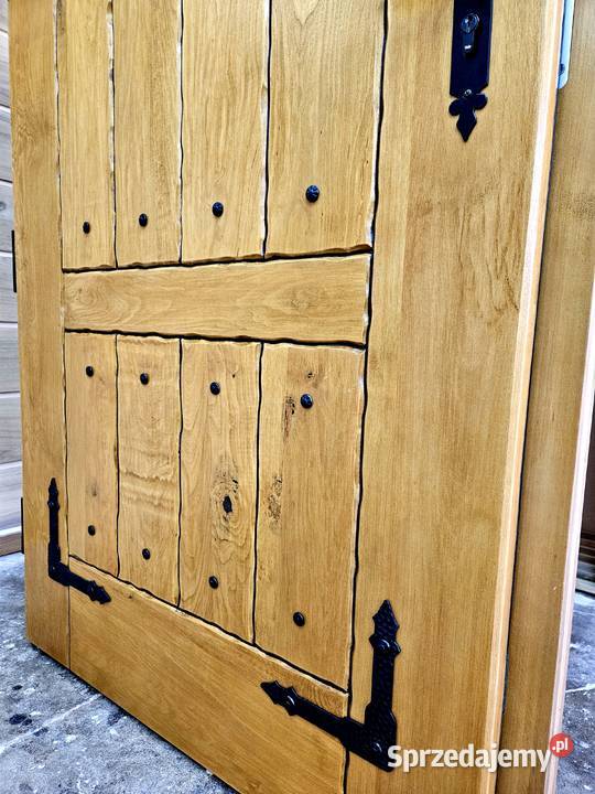 Drzwi DŁUGOSZ drewniane zewnętrzne jodełka Drzwi zewnętrzne