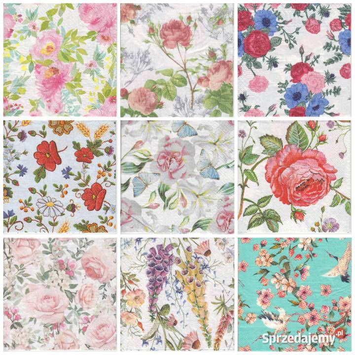 Dekupaż decoupage serwetki kwiaty róże ostróżka Skarżysko-Kamienna