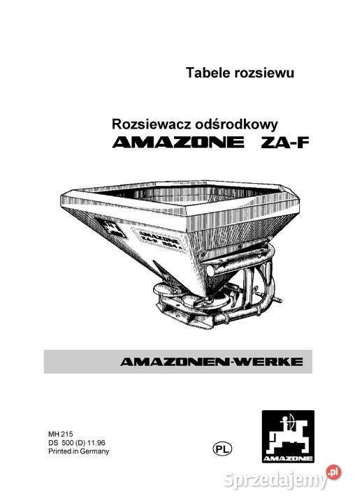 Amazone ZAU ZAF ZAM tabele Instrukcja m OMT ZAE