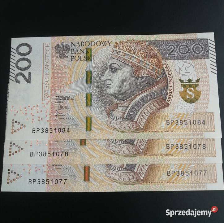 Banknot 200zl z 2015r seria A i B UNC CIEKAWE Numizmatyka Bytom