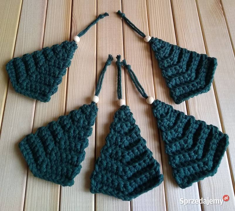 Set Of 5 Choinka ze sznurka Crochet Ornaments