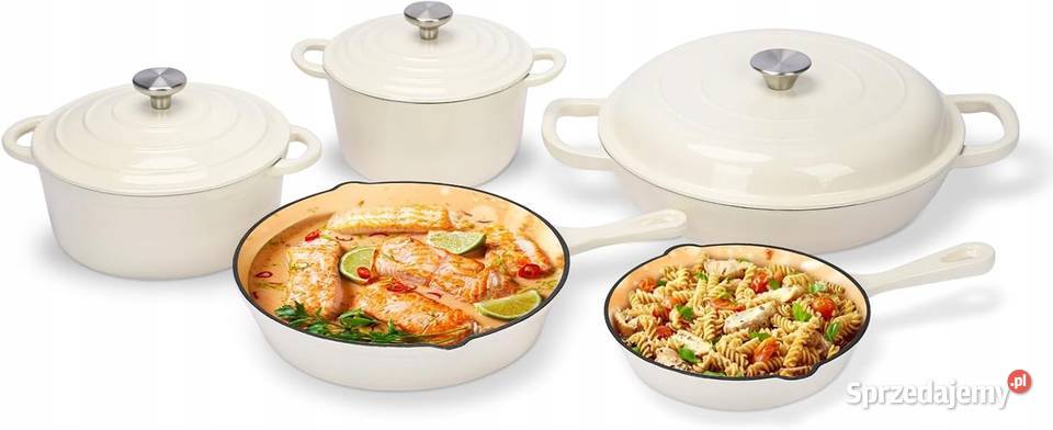 ZESTAW ŻELIWNYCH GARNKÓW I PATELNI EMALIOWANYCH Myszyniec