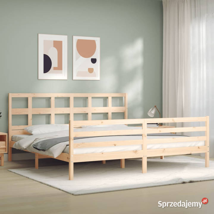 Rama łóżka z wezgłowiem lite drewno 200x200 sprzedam