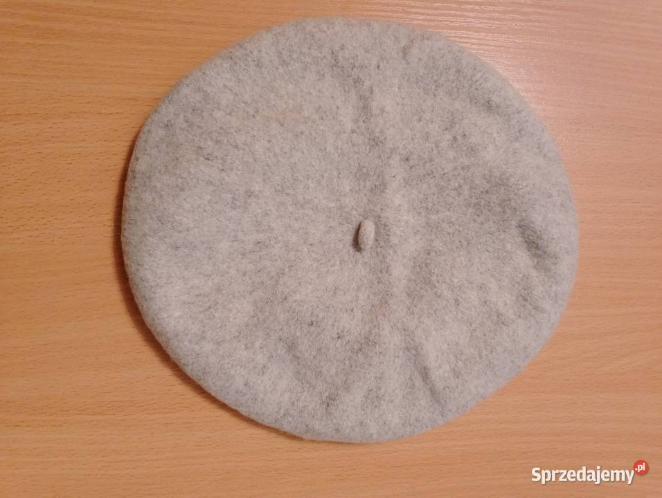 BERET wełniany szary melanż FEZKO 100 wełna z Złotniki