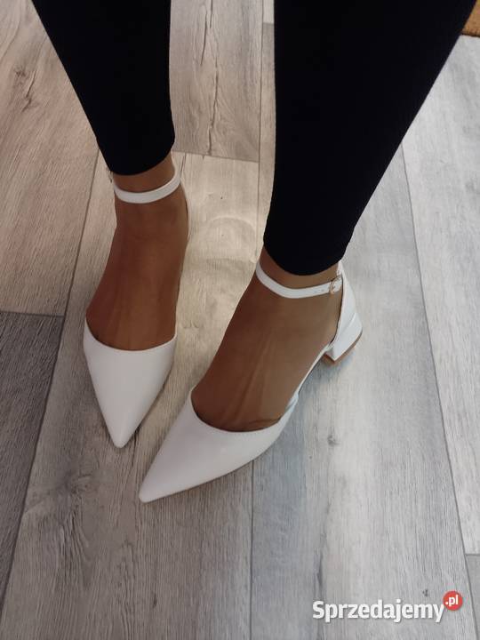 38 Ideal Shoes Białe ślubne baleriny wieczorowe Kraków