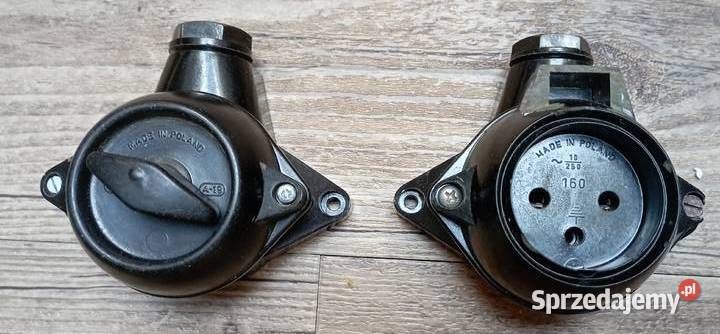 Retro gniazdko i przełącznik z defektami PRL Zbylitowska Góra