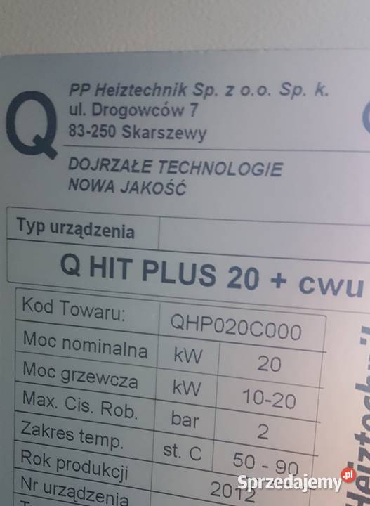 Kocioł piec Heiztechnik q hit plus 20kw cwu pomorskie