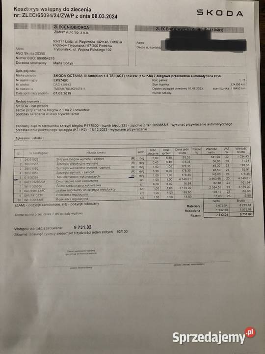 Skoda Octavia 15 TSI ACT Ambition DSG Piotrków Trybunalski