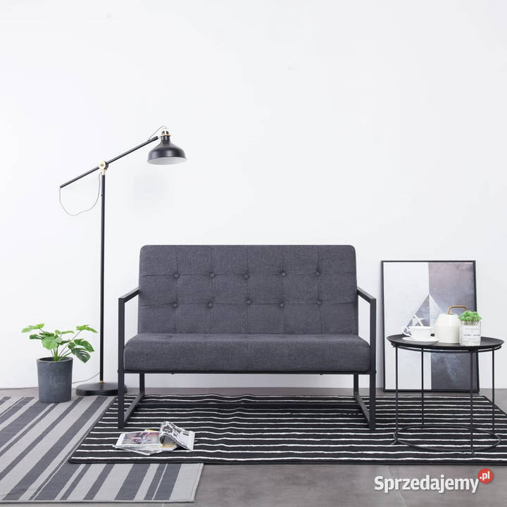 2osobowa sofa z podłokietnikami ciemnoszara stal mazowieckie Warszawa