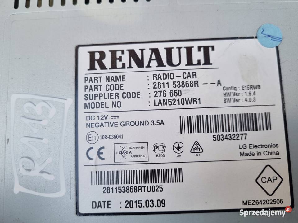 Renault Clio IV WYŚWIETLACZ NAWIGACJI Ekran osobowe Motoryzacja Rudka