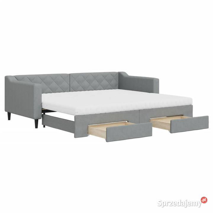 Sofa rozsuwana z szufladami jasnoszara tkanina 223cm Warszawa