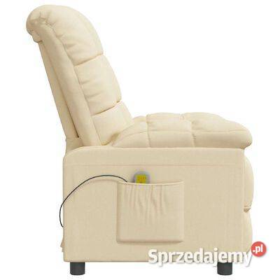 vidaXL Fotel masujący kremowy obity mazowieckie Warszawa