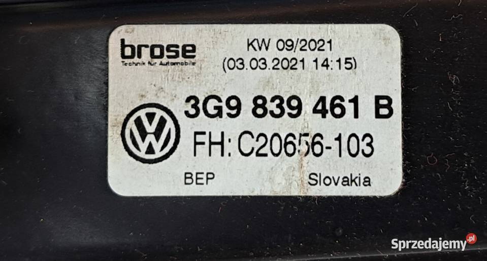 Podnośnik Szyby Tył Lewy VW Passat B8 Variant Mielęcin