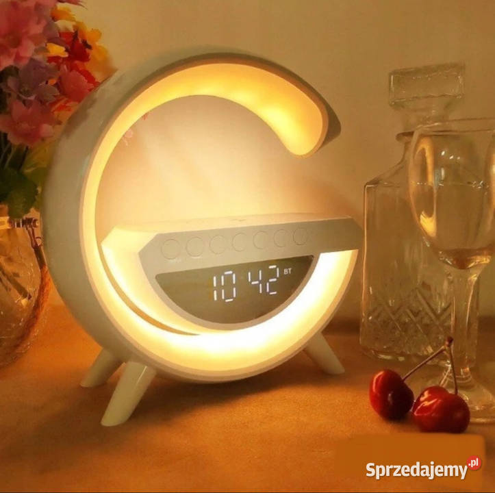 Lampka LED Ładowarka QI Głośnik RGB RADIO ZEGAR Lampki biurkowe łódzkie