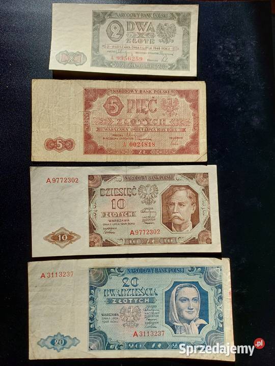 Banknoty prl 1948 r seria A Częstochowa