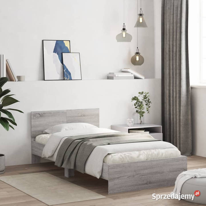 Rama łóżka z wezgłowiem szary dąb sonoma 100x200 mazowieckie Warszawa sprzedam