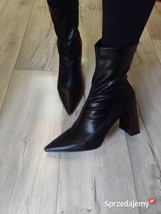 4142 Czarne Biznesowe Botki wieczorowe na inna Kraków