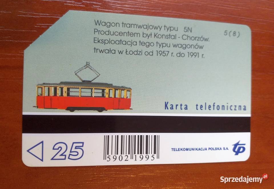 WAGON TRAMWAJOWY 5N KARTA TELEFONICZNA Piszczac
