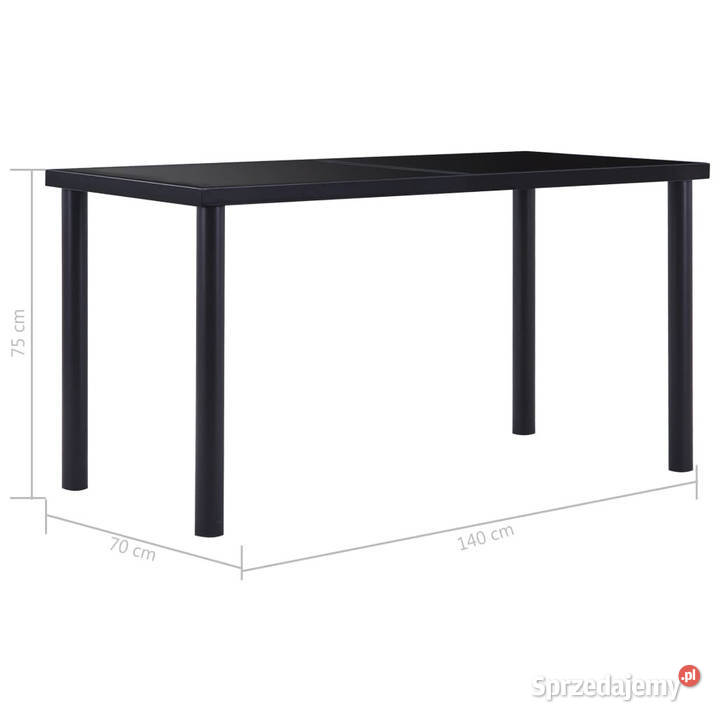 Stół jadalniany czarny 140 x 70 x 75 hartowane Warszawa