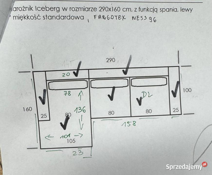 Sprzedam narożnik Bielany Wrocławskie