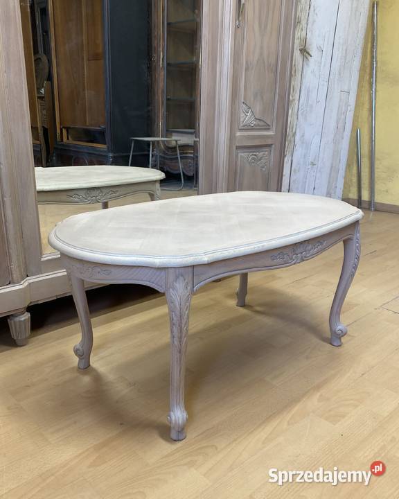Ława kawowa kremowa vintage Francja Ludwik XV 41cm Poznań
