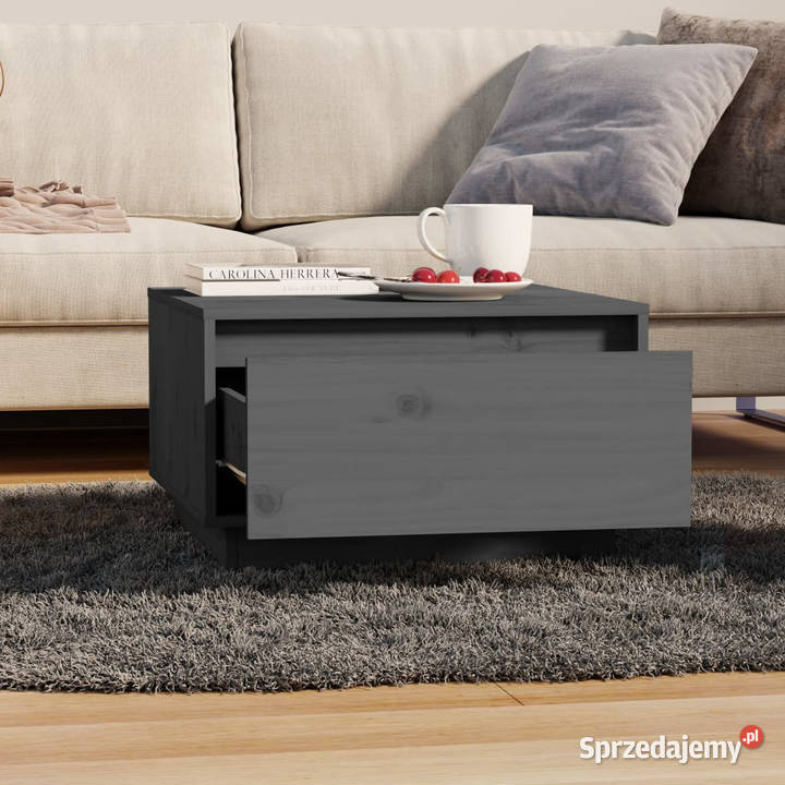 Stolik kawowy szary 55x56x32 lite drewno sosnowe Warszawa