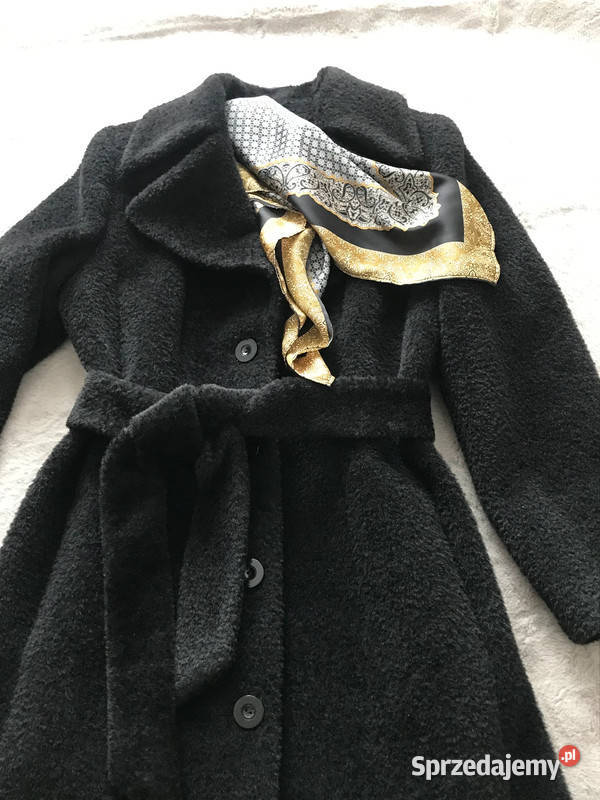 Ekskluzywny Płaszcz z Czarnej Wełny Idealny Zimowa  śląskie Pszczyna