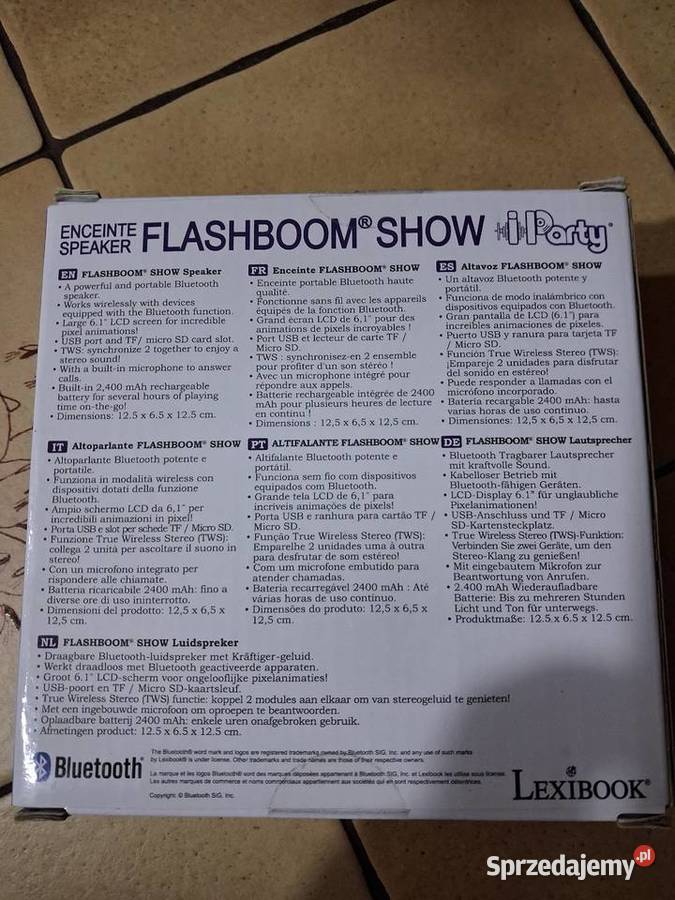 Lexibook Głośnik Bluetooth iParty Flashboom Show