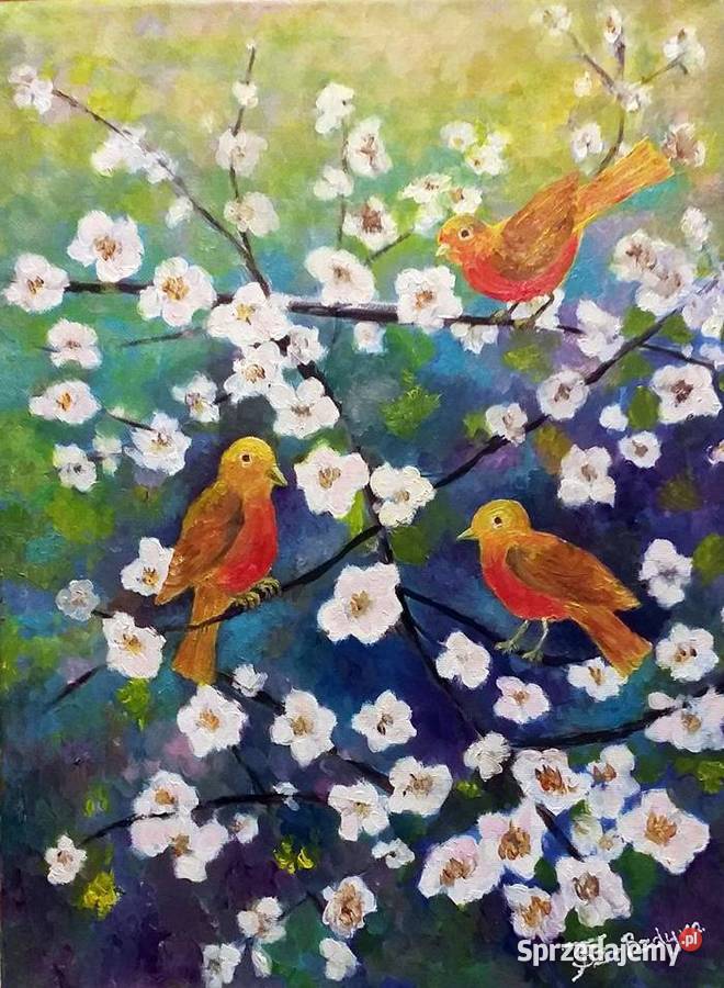 Obraz olejny Ptaszki wielokolorowy lubelskie Lublin