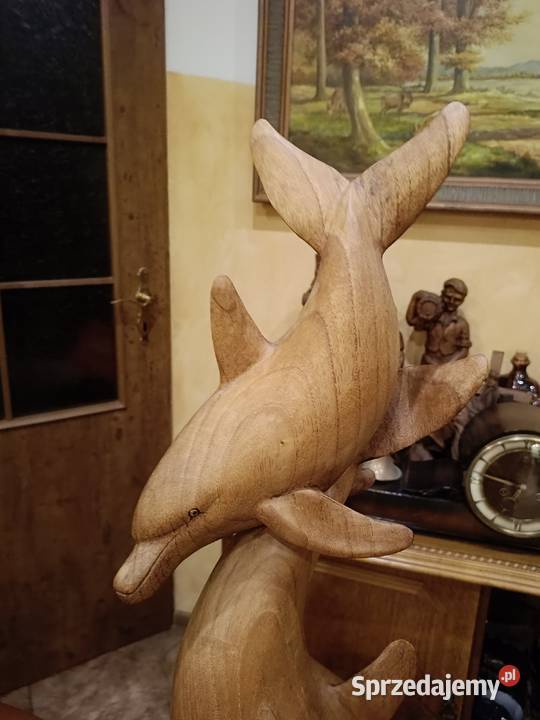 Rzeźba drewniana tańczące delfiny Lipno sprzedam