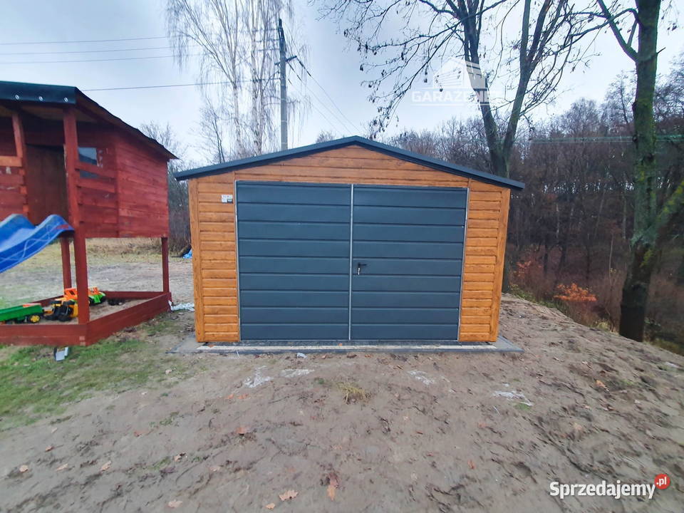 GARAŻ BLASZANY 4x5 m BRAMA OKNO ORZECH Łapanów
