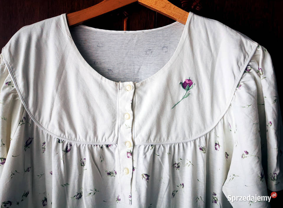 Koszula nocna damska bawełniana biała w kwiatki Polkowice sprzedam