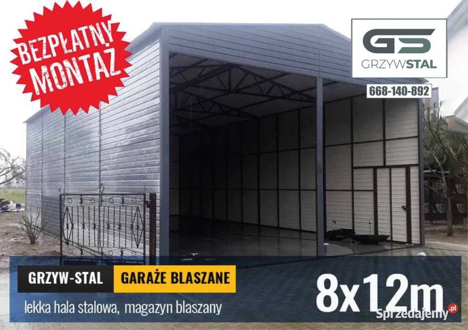 Duży Garaż Blaszany Wiata garażowa Magazyn Starachowice