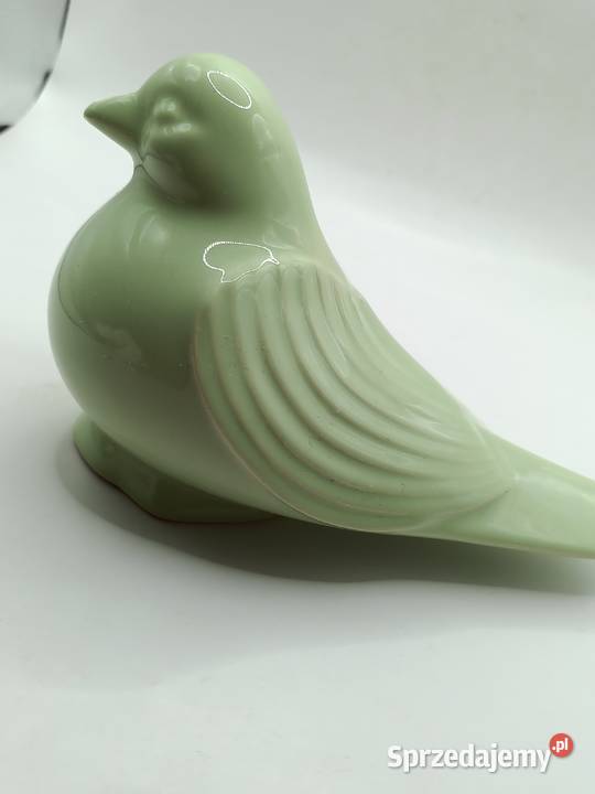 Figurka ceramika miętowy zielony ptak gołąb Figurki i rzeźby lubelskie Zamość